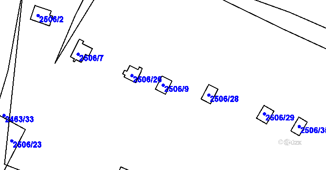 Parcela st. 2506/9 v KÚ Roztoky u Prahy, Katastrální mapa