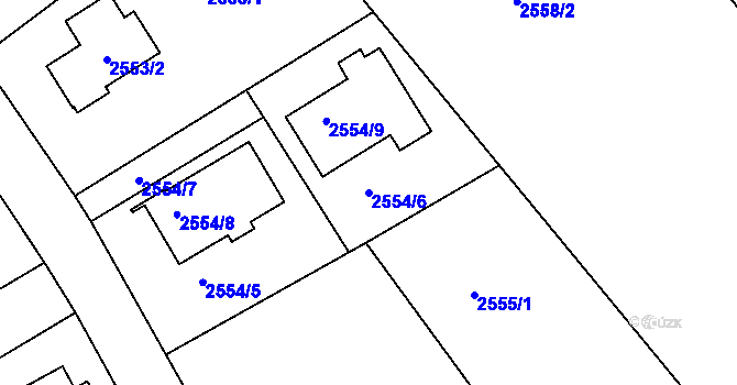 Parcela st. 2554/6 v KÚ Roztoky u Prahy, Katastrální mapa