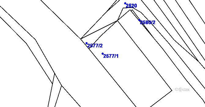 Parcela st. 2577/1 v KÚ Roztoky u Prahy, Katastrální mapa