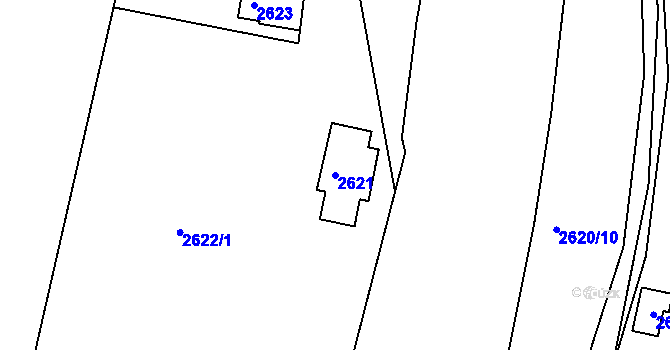 Parcela st. 2621 v KÚ Roztoky u Prahy, Katastrální mapa