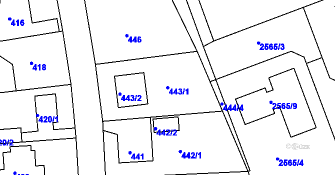 Parcela st. 443/1 v KÚ Roztoky u Prahy, Katastrální mapa