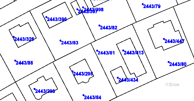 Parcela st. 2443/81 v KÚ Roztoky u Prahy, Katastrální mapa