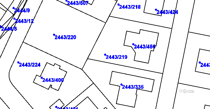 Parcela st. 2443/219 v KÚ Roztoky u Prahy, Katastrální mapa