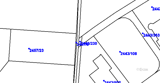 Parcela st. 2443/230 v KÚ Roztoky u Prahy, Katastrální mapa