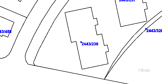 Parcela st. 2443/238 v KÚ Roztoky u Prahy, Katastrální mapa