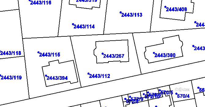 Parcela st. 2443/267 v KÚ Roztoky u Prahy, Katastrální mapa