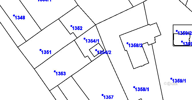 Parcela st. 1354/2 v KÚ Roztoky u Prahy, Katastrální mapa
