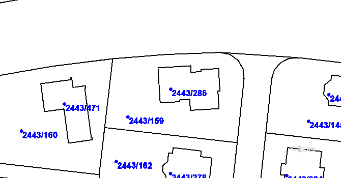 Parcela st. 2443/286 v KÚ Roztoky u Prahy, Katastrální mapa
