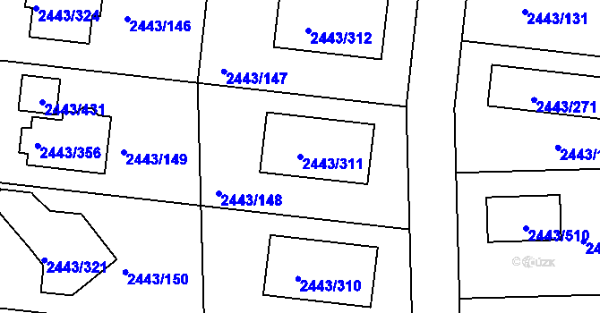 Parcela st. 2443/311 v KÚ Roztoky u Prahy, Katastrální mapa