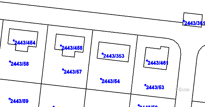 Parcela st. 2443/353 v KÚ Roztoky u Prahy, Katastrální mapa