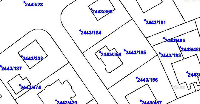 Parcela st. 2443/354 v KÚ Roztoky u Prahy, Katastrální mapa