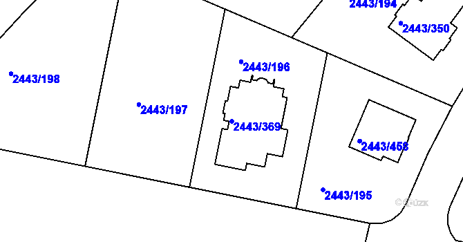 Parcela st. 2443/369 v KÚ Roztoky u Prahy, Katastrální mapa
