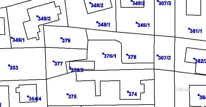 Parcela st. 376/1 v KÚ Roztoky u Prahy, Katastrální mapa