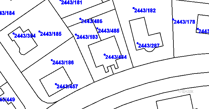Parcela st. 2443/484 v KÚ Roztoky u Prahy, Katastrální mapa