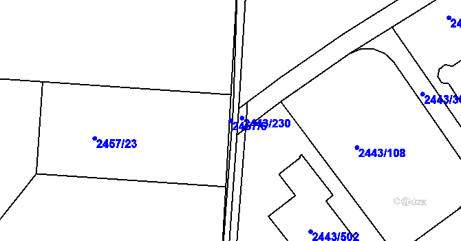 Parcela st. 2457/6 v KÚ Roztoky u Prahy, Katastrální mapa