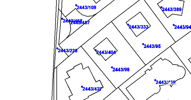 Parcela st. 2443/404 v KÚ Roztoky u Prahy, Katastrální mapa