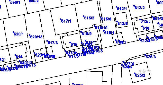 Parcela st. 613/2 v KÚ Roztoky u Prahy, Katastrální mapa
