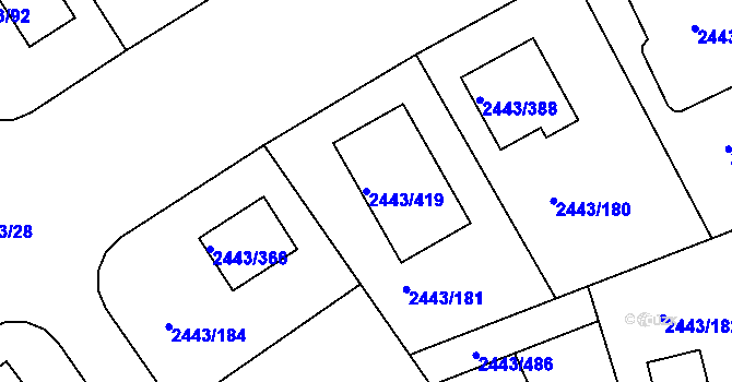 Parcela st. 2443/419 v KÚ Roztoky u Prahy, Katastrální mapa