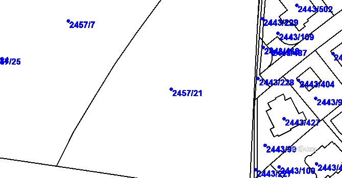 Parcela st. 2457/21 v KÚ Roztoky u Prahy, Katastrální mapa