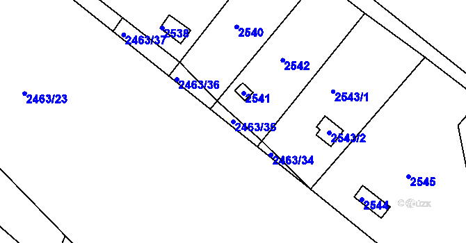 Parcela st. 2463/35 v KÚ Roztoky u Prahy, Katastrální mapa