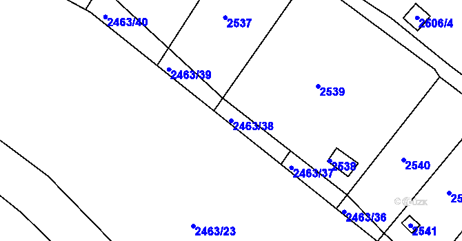 Parcela st. 2463/38 v KÚ Roztoky u Prahy, Katastrální mapa