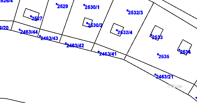 Parcela st. 2463/41 v KÚ Roztoky u Prahy, Katastrální mapa