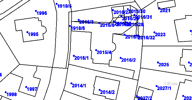 Parcela st. 2015/4 v KÚ Roztoky u Prahy, Katastrální mapa