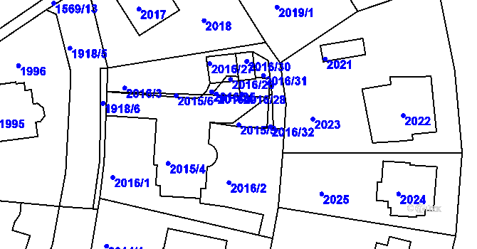 Parcela st. 2015/5 v KÚ Roztoky u Prahy, Katastrální mapa