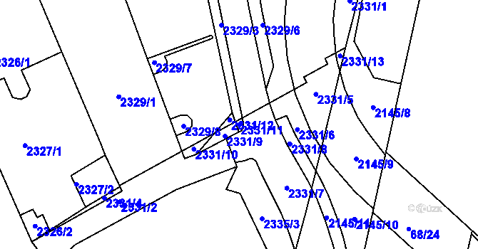 Parcela st. 2331/11 v KÚ Roztoky u Prahy, Katastrální mapa