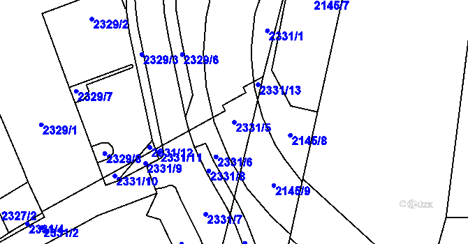 Parcela st. 2331/5 v KÚ Roztoky u Prahy, Katastrální mapa