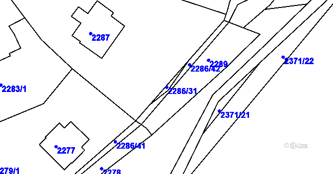 Parcela st. 2286/31 v KÚ Roztoky u Prahy, Katastrální mapa