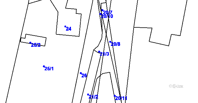 Parcela st. 21/3 v KÚ Roztoky u Prahy, Katastrální mapa