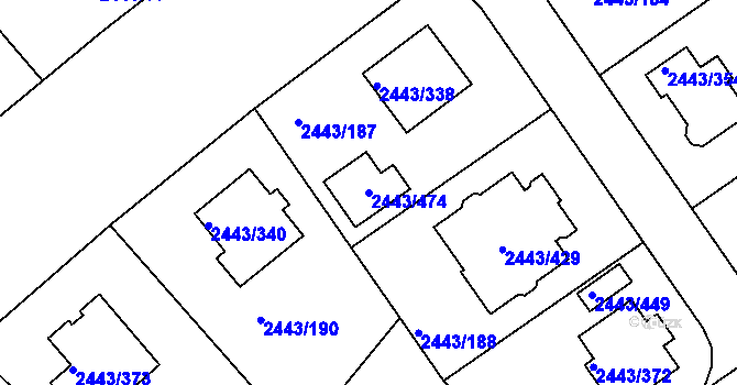 Parcela st. 2443/474 v KÚ Roztoky u Prahy, Katastrální mapa