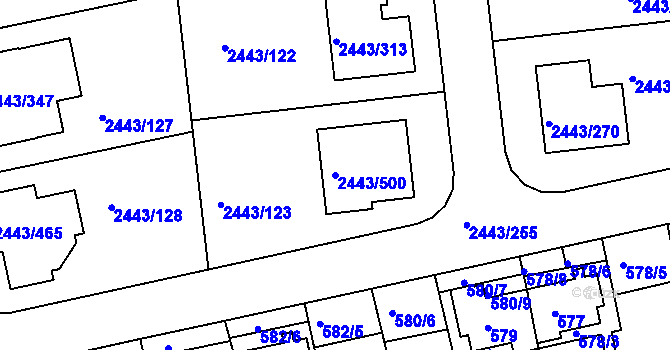Parcela st. 2443/500 v KÚ Roztoky u Prahy, Katastrální mapa