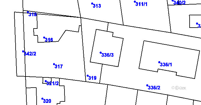 Parcela st. 336/3 v KÚ Roztoky u Prahy, Katastrální mapa