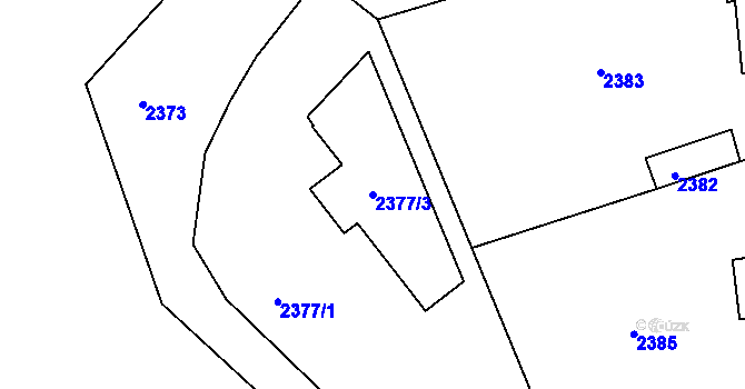 Parcela st. 2377/3 v KÚ Roztoky u Prahy, Katastrální mapa