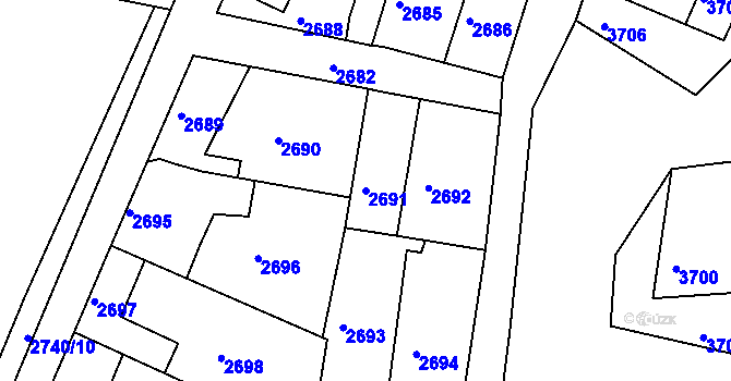 Parcela st. 2691 v KÚ Žalov, Katastrální mapa