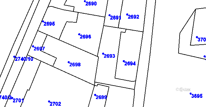 Parcela st. 2693 v KÚ Žalov, Katastrální mapa