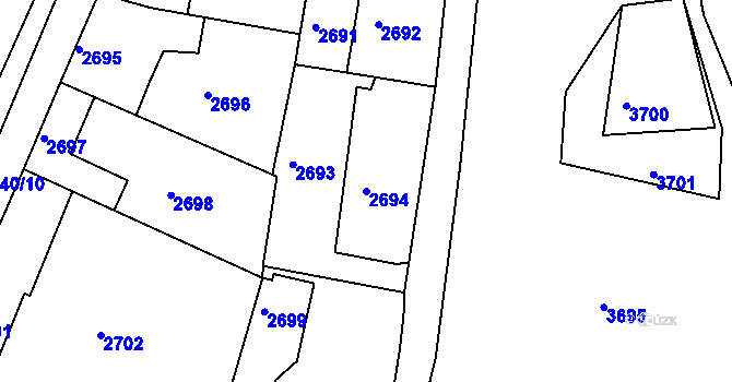 Parcela st. 2694 v KÚ Žalov, Katastrální mapa