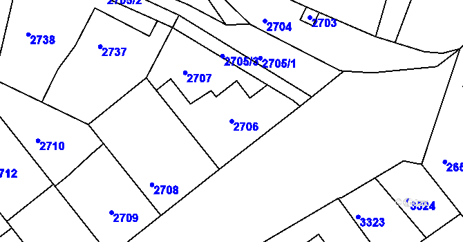 Parcela st. 2706 v KÚ Žalov, Katastrální mapa