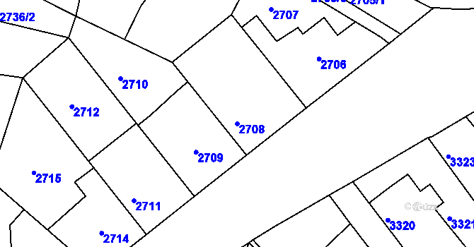 Parcela st. 2708 v KÚ Žalov, Katastrální mapa
