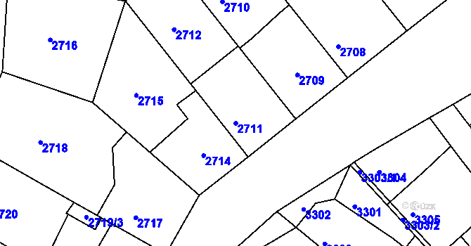 Parcela st. 2711 v KÚ Žalov, Katastrální mapa