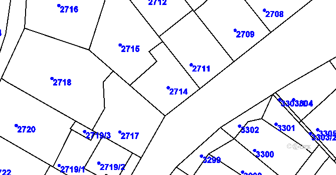 Parcela st. 2714 v KÚ Žalov, Katastrální mapa