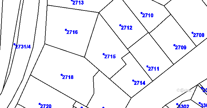 Parcela st. 2715 v KÚ Žalov, Katastrální mapa