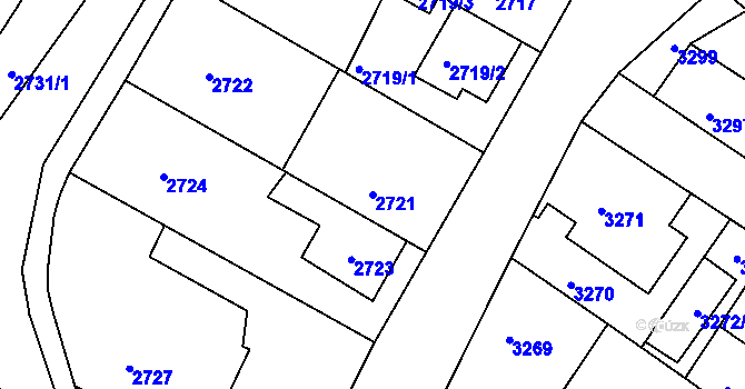 Parcela st. 2721 v KÚ Žalov, Katastrální mapa
