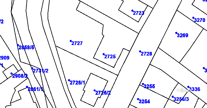 Parcela st. 2725 v KÚ Žalov, Katastrální mapa