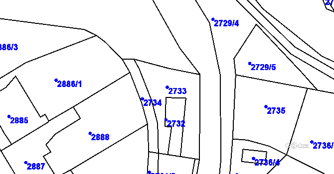 Parcela st. 2733 v KÚ Žalov, Katastrální mapa