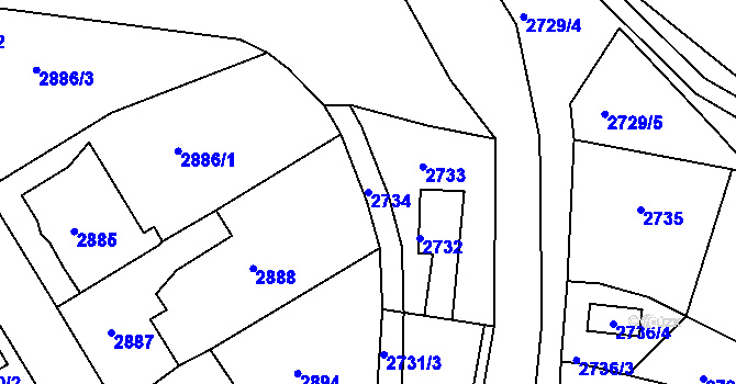 Parcela st. 2734 v KÚ Žalov, Katastrální mapa