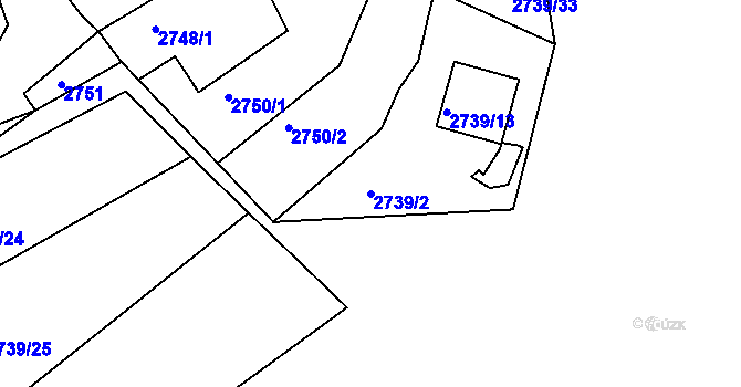 Parcela st. 2739/2 v KÚ Žalov, Katastrální mapa