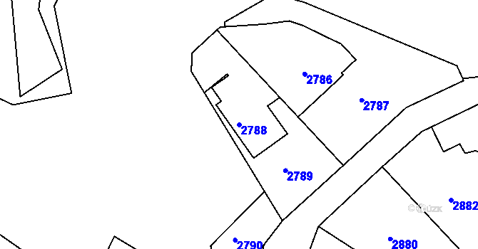 Parcela st. 2788 v KÚ Žalov, Katastrální mapa